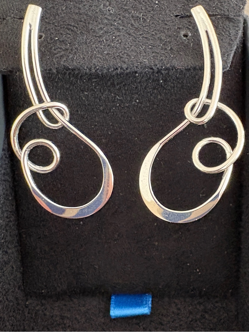 Polished Sterling Silver Swirl Drop Earrings - Sleek Loop Design